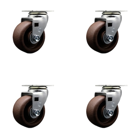 Service Caster 4'' High Temp Glass Filled Nylon Wheel Swivel Caster Set with Roller Bearings, 4PK SCC-20S420-GFNRHT-4
